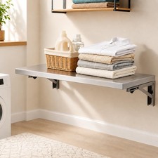 CYGJSYEA Wall Mounted Folding Table,304 Stainless 39.4 x 15.7 inches, Silver picture