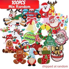 20-100pcs Mixed Christmas Elk Snowflake Iron-on Patches for Clothing DIY picture