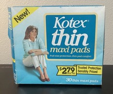 VTG 1984 Kotex Thin Maxi Pads 30 Count Pack New Open Package Movie Prop NOS READ picture
