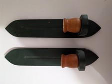 vintage wall sconces pair, wood, early American primitive forest green picture