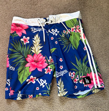 Hurley 47 Brand LA Dodgers Board Shorts Swim Trunks Hawaiian Floral Mens Size 29 picture