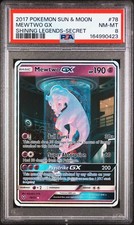 2017 POKEMON SUN & MOON SHINING LEGENDS SECRET #78 MEWTWO GX PSA 8 picture
