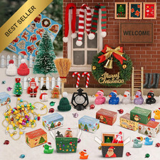 67 Pcs Dollhouse Christmas Miniature Accessories Set Tree Gift Boxes Scene Decor picture
