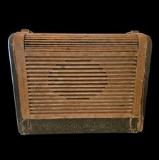 Vintage 1946 Philco 46-350 Roll Top Tube Radio Portable Wood Case AS IS Repair picture