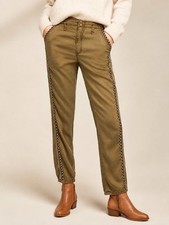 Anthropologie Cedar Olive Embroidered Side Trim Jogger Pants XXS Petite picture