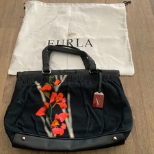 FURLA CANVAS VINTAGE HAND DOCTOR BAG w TWO HANDLES-FLORAL DESIGN-MADE in ITALY picture