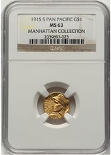 1915-S G$1 Panama-Pacific Gold Dollar NGC MS63 Manhattan Collection picture