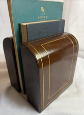 Vintage Arthur Hertzberg & Craftsmen Leather Bookends Art Deco 5 3/4 x 1 3/4