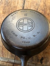 Griswold #8 Cast Iron Skillet Large Block logo Cleaned and Seasoned picture