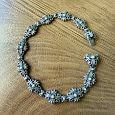 Chrome Hearts 925 Sterling Silver Link Chain Bracelet Box Clasp 8 in Signed picture