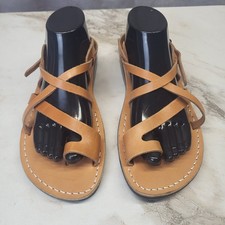 Jerusalem Hand Made Leather Sandals Tan Men's Size 43 picture