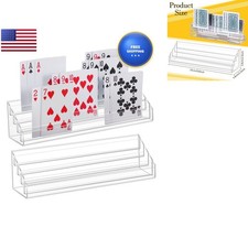 Yerliker 2 Pcs Acrylic Playing Card Holders 4 Slots 10 x 2.3 x 2.3 Inch picture