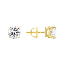 2 Ct Lab Grown VVS1 Diamond Round Solid 14K Yellow Gold Studs Earrings Screw IGI picture