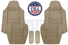 Fits 2002-2007 Ford F250-F550 Lariat Front Set Leather Perforated Seat Cover Tan picture