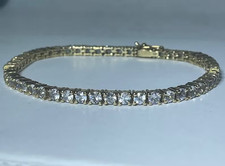7' Inch Long Tennis Wedding Bracelet Solid 14K Yellow Gold 6 CT Round Cut VVS1 picture