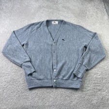 Vintage Steeplechase Mens Cardigan Large Grey Acrylic Sweater Grandpa Academia picture