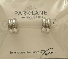 Park Lane STARLIT In SILVER Ribbed Hoop Stud EARRINGS Retail $30 picture