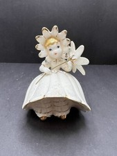 Vintage Lefton Daisy Bloomer Flower Girl Figurine Holding Daisy Flower Japan picture
