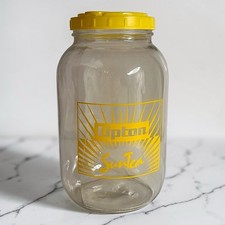 Vintage Lipton Sun Tea Jug Glass 1 Gallon Jar 70s 80s Retro Summer Yellow Lid picture