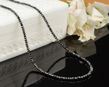 AAA Quality 3mm Certified Black Diamond Beads Necklace 20 inches For Gift picture