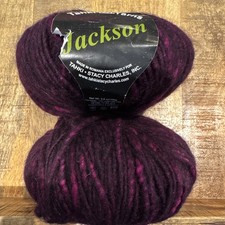 2 Skeins Tahki Yarns Jackson – 100% Wool – Beautiful Burgundy & Black/Purple Mix picture
