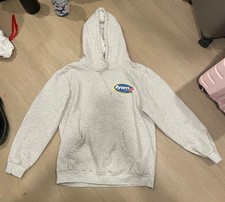 ilysm kinda Gray Fleece Pullover Hoodie M Graphic Logo Pockets Drawstring picture