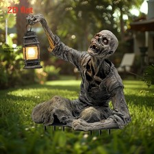 1Pc Halloween Zombie Crawling Horror Decor, Scary 2D Lights Zombie Holding Lant picture