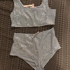 Victoria's Secret Sequin Shimmer Set Size XL Light Blue picture