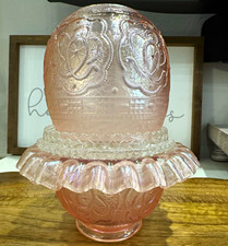 Fenton Persian Medallion 75th Anniversary Velva Rose Pink Fairy Lamp picture
