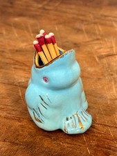 Vintage Hand Painted Blue Bird Toothpick/Match Holder Ceramic Made in Japan picture