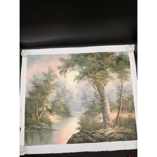 Vintage Ethereal River Scene Original Impressionist Landscape Fine Art Painting picture