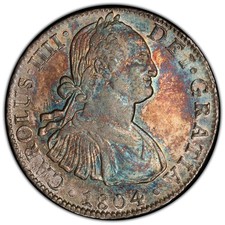 1804 Mexico Silver 8 Reales KM-109 PCGS AU-53 .... Monster Toned picture