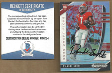 RARE D'Andre Swift SIGNED Auto 2020 Panini Silver Prizm RC Rookie Beckett COA picture
