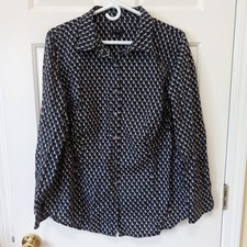 TALBOTS WOmen's Dog Print Novelty Cotton Button Top Casual Career Everyday 16W picture