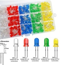 Lot of 100 PCS 5mm round White Red Yellow Green Blue LED super bright bulb light picture