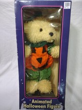 Vtg 1996 Padma Animated Halloween Plush Bear Figure - Jack O Lantern Pumpkin  C1 picture