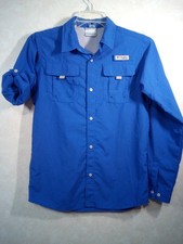 Columbia PFG Omni Shade Shirt Young Women XL(18-20) Blue Long Roll Up Sleeve picture