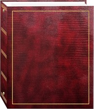 Magnetic Self-Stick 3-Ring Photo Album 100 Pages (50 Sheets), Burgundy Red picture