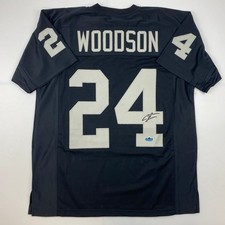 Facsimile Autographed Charles Woodson Oakland Black Jersey Size Men's XL picture