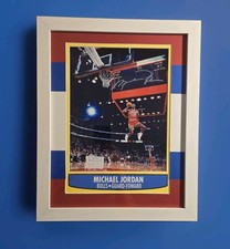 MICHAEL JORDAN CUSTOM FRAMED 8x10 PRINT Replica Auto 1986/87 Fleer Design  picture