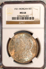 1921 P Morgan Dollar NGC MS64 NEAR GEM UNCIRCULATED $1 Coin BUY IT NOW picture