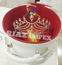 Masonic OES Worthy Matron Crown Gold Tone Rhinestones Adjustable with Free Case picture