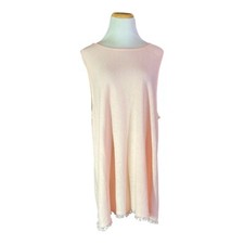 J. Jill Size XL Pink Sleeveless Knit Sweater Tunic Length Fringed Hem picture