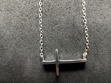1.49g Vintage Sterling Silver 925 Sideways Cross Pendant Chain Necklace 18 in M picture