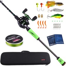 High Carbon 4 Pc Fishing Pole Fishing Reel -2.1M/6.89FT Casting Rod with Case picture