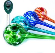4pcs Aqua Glass Plant Watering Globes Automatic Self Watering Spike Bulbs Large picture
