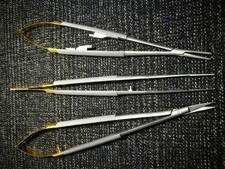3 TC Castroviejo Micro Scissors Needle Holder Forceps Dental Eye Set Kit 7