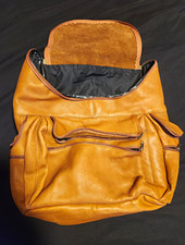 Vintage 90s Glove Leather Rucksack Backpack, Made in Colombia, Multi-Pocket NEW picture