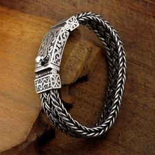 Men's Stainless Steel & Genuine Leather Bracelets – Various Designs in Silver, B picture