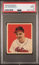1949 Bowman #11 Lou Boudreau PSA 9 RC Rookie Cleveland Indians MG  (7323) picture